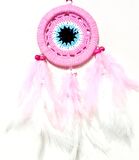 Pembe Dream Catcther Pembe Ve Beyaz Kuş Tüylü Düş Kapanı El Yapımı Duvar Süsü