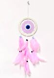 Pembe Renk Dream Catcher Pudra Pembesi Camlı Kuş Tüylü Duvar Süsü
