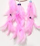 Pembe Tüylü Dream Catcher Fuşya Cam Nazar boncuklu Düş Kapanı Duvar Süsü