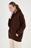 Lela Regular Fit Pamuklu Kapüşonlu Yaka Şardonlu Kışlık Sweat Bayan SWEAT 5863854