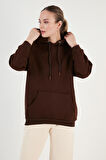 Lela Regular Fit Pamuklu Kapüşonlu Yaka Şardonlu Kışlık Sweat Bayan SWEAT 5863854