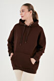 Lela Regular Fit Pamuklu Kapüşonlu Yaka Şardonlu Kışlık Sweat Bayan SWEAT 5863854
