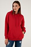 Lela Regular Fit Pamuklu Kapüşonlu Yaka Şardonlu Kışlık Sweat Bayan SWEAT 5863854