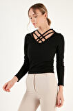 Lela Ekstra Slim Fit Yaka Detaylı Bluz Bayan BLUZ 5865583