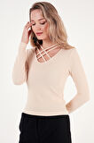 Lela Ekstra Slim Fit Yaka Detaylı Bluz Bayan BLUZ 5865583