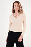 Lela Ekstra Slim Fit Yaka Detaylı Bluz Bayan BLUZ 5865583