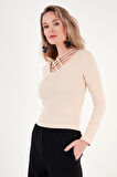 Lela Ekstra Slim Fit Yaka Detaylı Bluz Bayan BLUZ 5865583