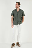 Buratti Regular Fit Apaş Yaka Kısa Kollu Modal Gömlek Erkek GÖMLEK CF24S117929