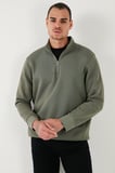 Buratti Pamuklu Regular Fit Yarım Fermuarlı Dik Yaka Şardonlu Sweat Erkek SWEAT 59052592