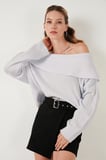 Lela Overisze Fit Madonna Yaka Triko Kazak Kadın KAZAK 4615216