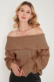 Lela Overisze Fit Madonna Yaka Triko Kazak Kadın KAZAK 4615216