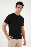 Buratti Regular Fit Çizgili Dokulu Bisiklet Yaka T Shirt Erkek T SHİRT 5904023 SİYAH
