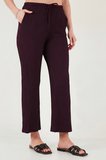 Lela Regular Fit V Yaka Yelek-Pantolon Gofre Takım Bayan TAKIM 5866484 BORDO