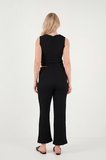 Lela Regular Fit V Yaka Yelek-Pantolon Gofre Takım Bayan TAKIM 5866484 SİYAH