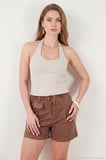 Lela Slim Fit Halter Yaka Sırt Dekolteli İkili Paket Bluz Bayan BLUZ 5866664