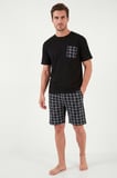 Buratti Kareli Pamuklu Regular Fit Şortlu Pijama Takımı Erkek PİJAMA TAKIMI 6572021 SİYAH