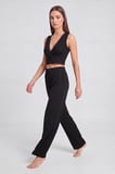 Lela Yumuşak Dokulu Sırtı Bağlamalı Dantelli Crop Pijama Takımı Bayan PİJAMA TAKIMI 6575015 SİYAH