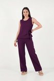 Lela Regular Fit Bağlama Detaylı Bisiklet Yaka Takım Bayan TAKIM 5866466 MÜRDÜM