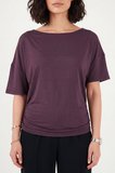 Lela Standart Fit Drape Detaylı Yarasa Kol T Shirt Bayan T SHİRT 5866962 MÜRDÜM