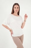 Lela Standart Fit Drape Detaylı Yarasa Kol T Shirt Bayan T SHİRT 5866962 EKRU
