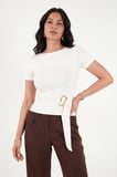 Lela Toka Detaylı Fitted Fit Kayık Yaka Bluz Bayan BLUZ 5862707 EKRU