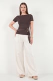 Lela Toka Detaylı Fitted Fit Kayık Yaka Bluz Bayan BLUZ 5862707 KAHVE