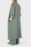 Via Dante% 100 Keten Dantel ve Brode İşleme Detaylı Kimono Bayan KİMONO 7183543 HAKİ