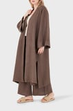 Via Dante % 100 Keten Brode İşlemeli Kimono Bayan KİMONO 69912196 KAHVE