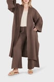 Via Dante % 100 Keten Brode İşlemeli Kimono Bayan KİMONO 69912196 KAHVE
