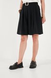 Lela Kemerli Yüksek Bel Relaxed Fit Bermuda Short Bayan SHORT 145M39764 SİYAH