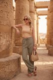 Lela Pamuklu Belden Bağlamalı Yüksek Bel Geniş Paça Cepli Regular Fit Pantolon Bayan PANTOLON 668YP4760 HAKİ