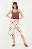 Lela Pamuklu Puantiyeli Relaxed Fit Yüksek Bel Şort Bayan ŞORT 668YP5633 TAŞ-KAHVE