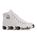 Benetton Beyaz Unisex Uzun Suni Deri Mevsimlik Spor