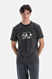 Kısa Kol Baskılı Antrasit T-Shirt
