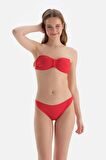 Kırmızı Straplez Bikini Üst
