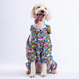 Pawstar PopArt Polarlı Su Geçirmez Orta-Büyük Irk Köpek Yağmurluk Tulum