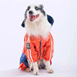 Pawstar BiColor Turuncu-Lacivert Polarlı Su Geçirmez Orta-Büyük Irk Köpek Yağmurluk Tulum