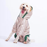 Pawstar BiColor Bej-Yeşil Polarlı Su Geçirmez Orta-Büyük Irk Köpek Yağmurluk Tulum