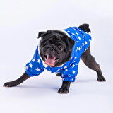 Pawstar Stars Blue Peluşlu Su Geçirmez Küçük Irk Köpek Yağmurluğu