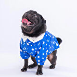 Pawstar Stars Blue Peluşlu Su Geçirmez Küçük Irk Köpek Yağmurluğu