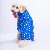 Pawstar Stars Blue Peluşlu Su Geçirmez Orta-Büyük Irk Köpek Yağmurluğu