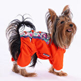Pawstar Orange Giraffe Küçük Irk Köpek Penye Tulum Pijama (2,5 kg-11 kg arasına uygun)