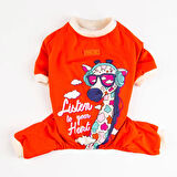 Pawstar Orange Giraffe Küçük Irk Köpek Penye Tulum Pijama (2,5 kg-11 kg arasına uygun)