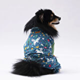 Pawstar Küçük Irk Köpek Mavi Unicorn Penye Tulum Pijama
