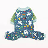 Pawstar Küçük Irk Köpek Mavi Unicorn Penye Tulum Pijama