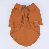 Pawstar Kahve Linen Look Kedi ve Küçük Irk Köpek Gömleği