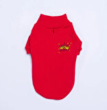 Pawstar Kırmızı Wow Nakışlı Esnek Küçük Irk Köpek Likralı Triko