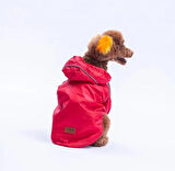 Pawstar Kırmızı Pluvia v25 Polarlı Su Geçirmez Küçük Irk Köpek Yağmurluğu