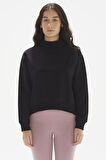 Rosetta Dik Yaka Pamuklu Örme Crop Sweatshirt