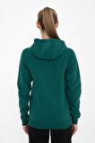 Ela Kapüşonlu 3 İplik Fermuar Detaylı Loose Fit Örme Sweatshirt